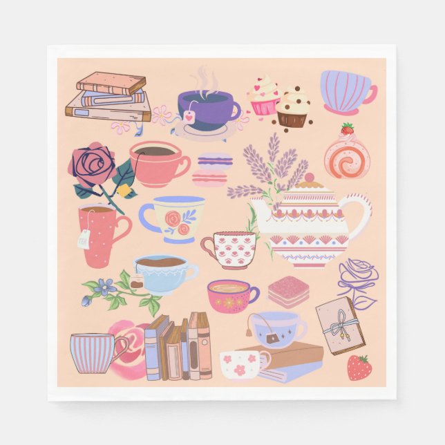 Servilleta De Papel Té y Libros Lindos (Anverso)