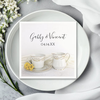 Servilleta De Papel Tea Cup con Boda de los Daisies Amarillos
