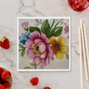 Servilleta De Papel Tea Cup Floral Bouquet Paper Napkin