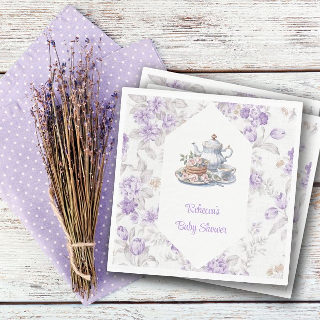 Servilleta De Papel Tea Fiesta Lavender Garden Floral Baby Shower (Subido por el creador)