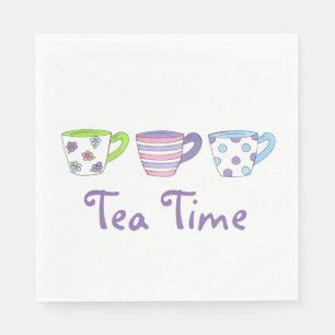 Servilleta De Papel Tea Time Pastel Teacups Cups Tarde Teaparty
