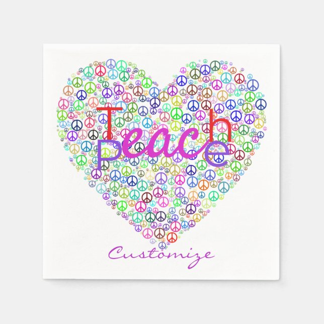 Servilleta De Papel Teach Peace Heart Thunder_Cove (Anverso)