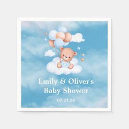 Servilleta De Papel Teady Baby Bear Blue Balloons