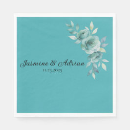 Servilleta De Papel Teal Whisper Blooms Wedding