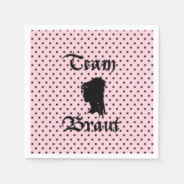 Servilleta De Papel Team Braut Text mit Punkte rosa