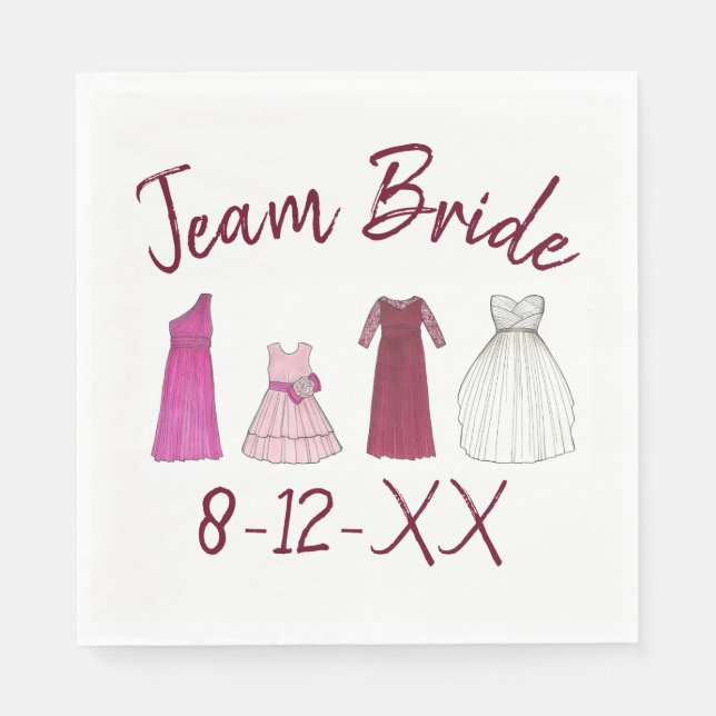 Servilleta De Papel TEAM BRIDE Briding Party Bridesmaid Flowergirl Gow (Anverso)