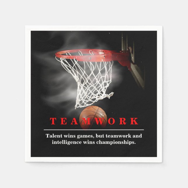 Servilleta De Papel Teamwork Basketball Motivational Inspirational (Anverso)