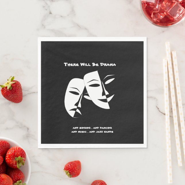 Servilleta De Papel Teatro Mask Comedia Tragedia Drama Blanco Negro (In situ)