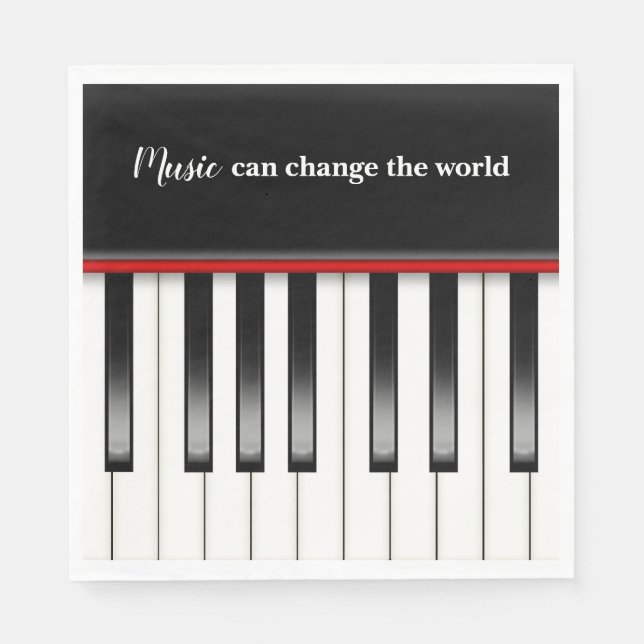 Servilleta De Papel Teclado de piano con cita musical (Anverso)