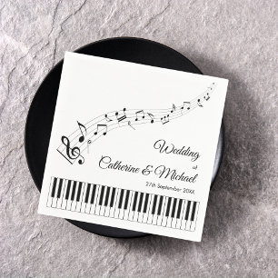 Servilleta De Papel Teclas de Piano Notas Musicales Boda Negras y Blan