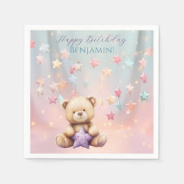 Servilleta De Papel Teddy Bear 1er cumpleaños Globos coloridos