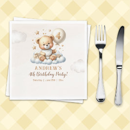 Servilleta De Papel Teddy Bear 4th Birthday Party Napkins