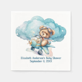 Servilleta De Papel Teddy Bear Airplane Boy Baby Shower