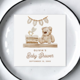 Servilleta De Papel Teddy Bear Baby Shower | Boho Neutral Pastel