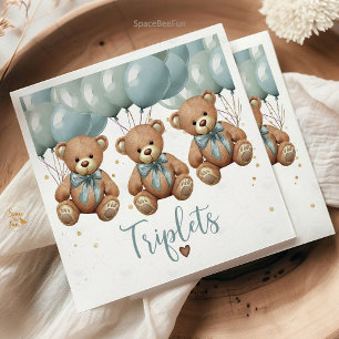 Servilleta De Papel Teddy Bear Baby Shower es TRIPLETS