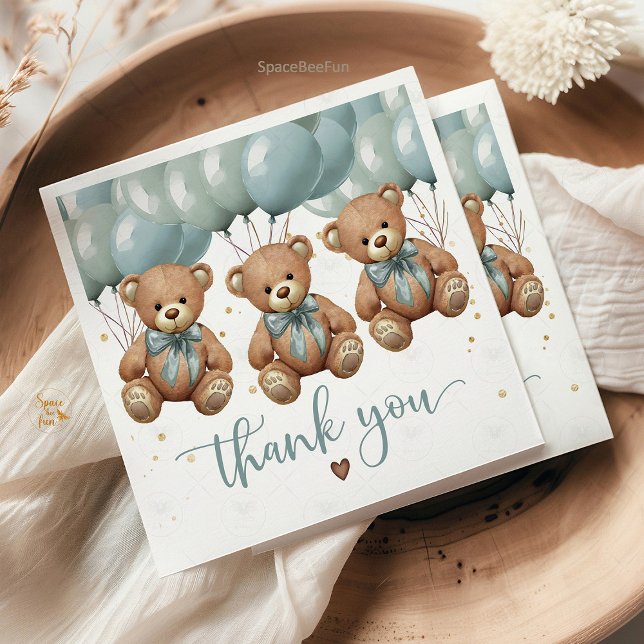 Servilleta De Papel Teddy Bear Baby Shower es TRIPLETS (teddy bear baby shower napkins, triplets baby shower decor, it's triplets party napkins, cute bear b)