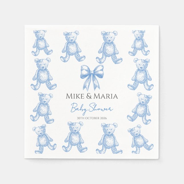 Servilleta De Papel Teddy bear baby shower napkins (Anverso)