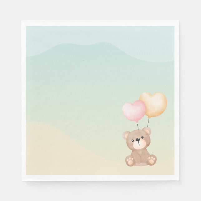 Servilleta De Papel Teddy Bear Baby Shower Napkins (Anverso)