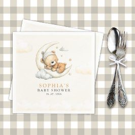 Servilleta De Papel Teddy Bear Baby Shower | Neutral Boy Party Table 