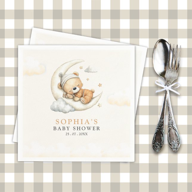 Servilleta De Papel Teddy Bear Baby Shower | Neutral Boy Party Table  (Subido por el creador)