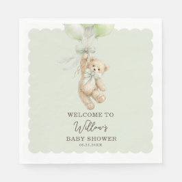 Servilleta De Papel Teddy Bear Balloons Baby Shower Napkins