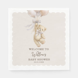 Servilleta De Papel Teddy Bear Balloons Baby Shower Napkins