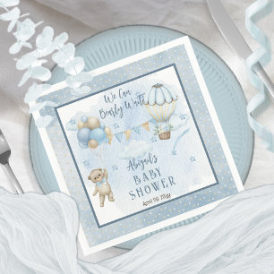 Servilleta De Papel Teddy Bear Balloons Boy Bearly Wait Baby Shower