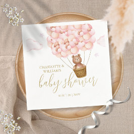 Servilleta De Papel Teddy Bear Bearly Wait Chica Rosa Baby Shower