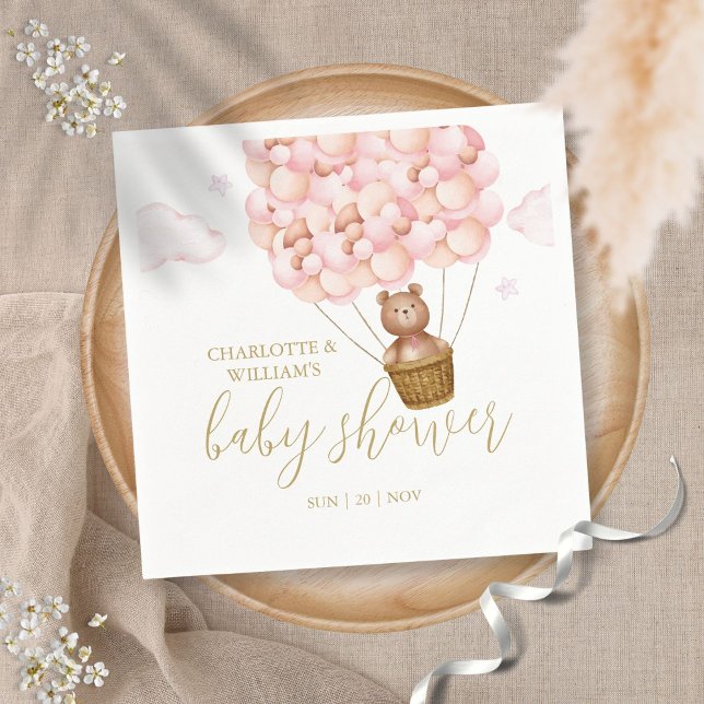 Servilleta De Papel Teddy Bear Bearly Wait Chica Rosa Baby Shower (Subido por el creador)