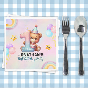 Servilleta De Papel Teddy Bear Birthday Party Cute 1st Birthday