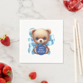 Servilleta De Papel Teddy Bear Blue Baby Shower