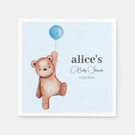 Servilleta De Papel Teddy Bear Blue Baby Shower Napkins