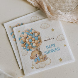 Servilleta De Papel Teddy Bear Blue Balloons Baby Shower