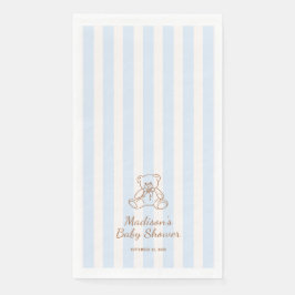 Servilleta De Papel Teddy Bear Blue Stripes Baby Shower