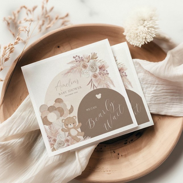 Servilleta De Papel Teddy Bear Boho Bearly Wait Baby Shower (Subido por el creador)