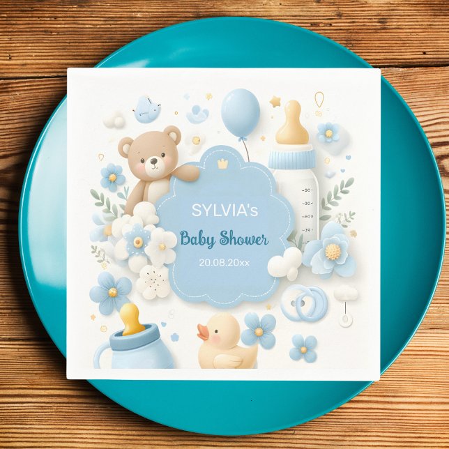 Servilleta De Papel Teddy Bear Boy Baby Shower azul (Subido por el creador)