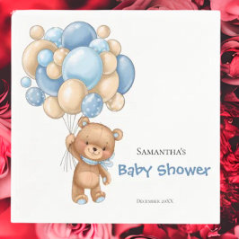 Servilleta De Papel Teddy Bear Boy Baby Shower - Blanco