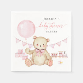 Servilleta De Papel Teddy Bear Chica Baby Shower Cocktail Napkin