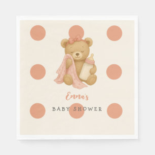 Servilleta De Papel Teddy Bear Chica Polka Dot Baby Shower Napkins
