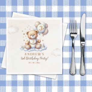 Servilleta De Papel Teddy Bear Cloud – 3rd Birthday Party Decor