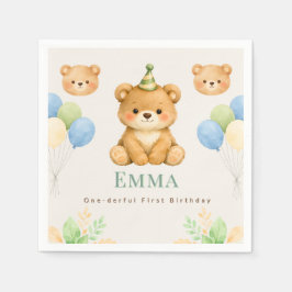 Servilleta De Papel Teddy Bear First Birthday Paper Napkin