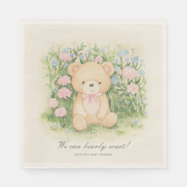 Servilleta De Papel Teddy Bear Garden Classic Baby Shower (Anverso)