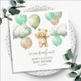 Servilleta De Papel Teddy Bear Globons Green Sky Baby Shower