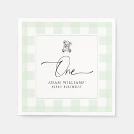 Servilleta De Papel Teddy Bear Green Gingham Napkins