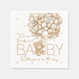 Servilleta De Papel Teddy Bear Heart & Balloon Baby Shower
