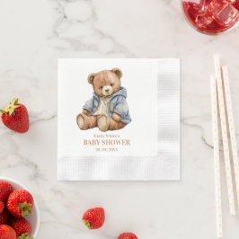 Servilleta De Papel Teddy Bear Invitación Baby Shower Puede Esperar