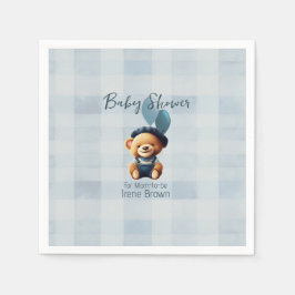 Servilleta De Papel Teddy Bear Jean Baby Shower Blue
