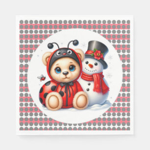 Servilleta De Papel Teddy Bear Ladybug con Snowman Baby Shower
