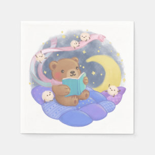 Servilleta De Papel Teddy Bear Leyendo con Ilustracion Fluffy Monsters