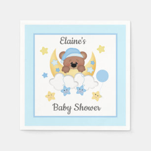 Servilleta De Papel Teddy Bear Moon Nubes Stars Baby Boy Shower